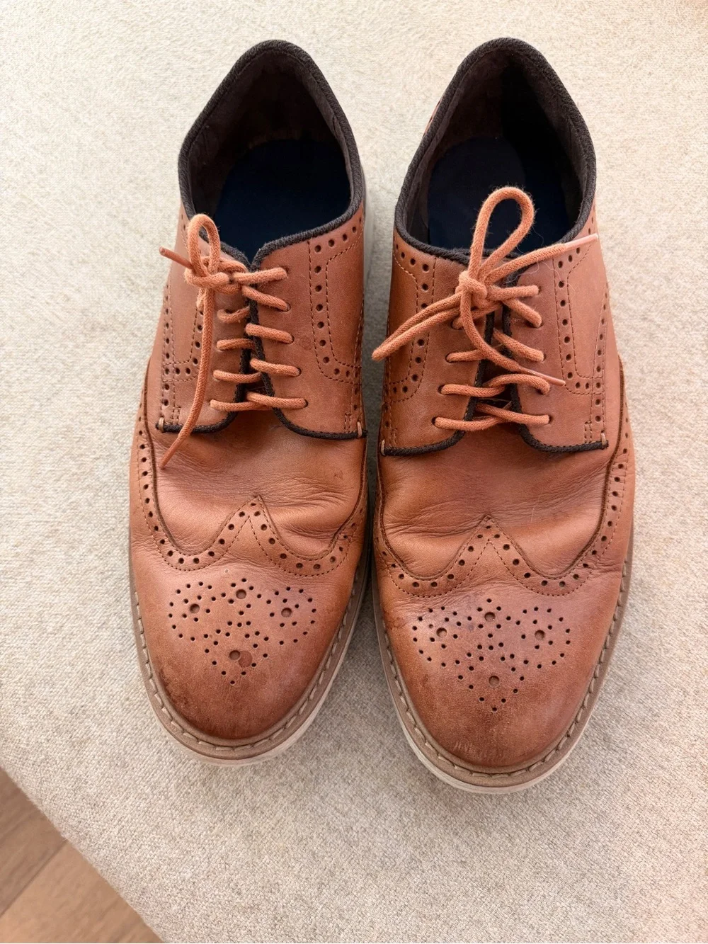Cole Haan Tan Wingtip Derby Oxfords